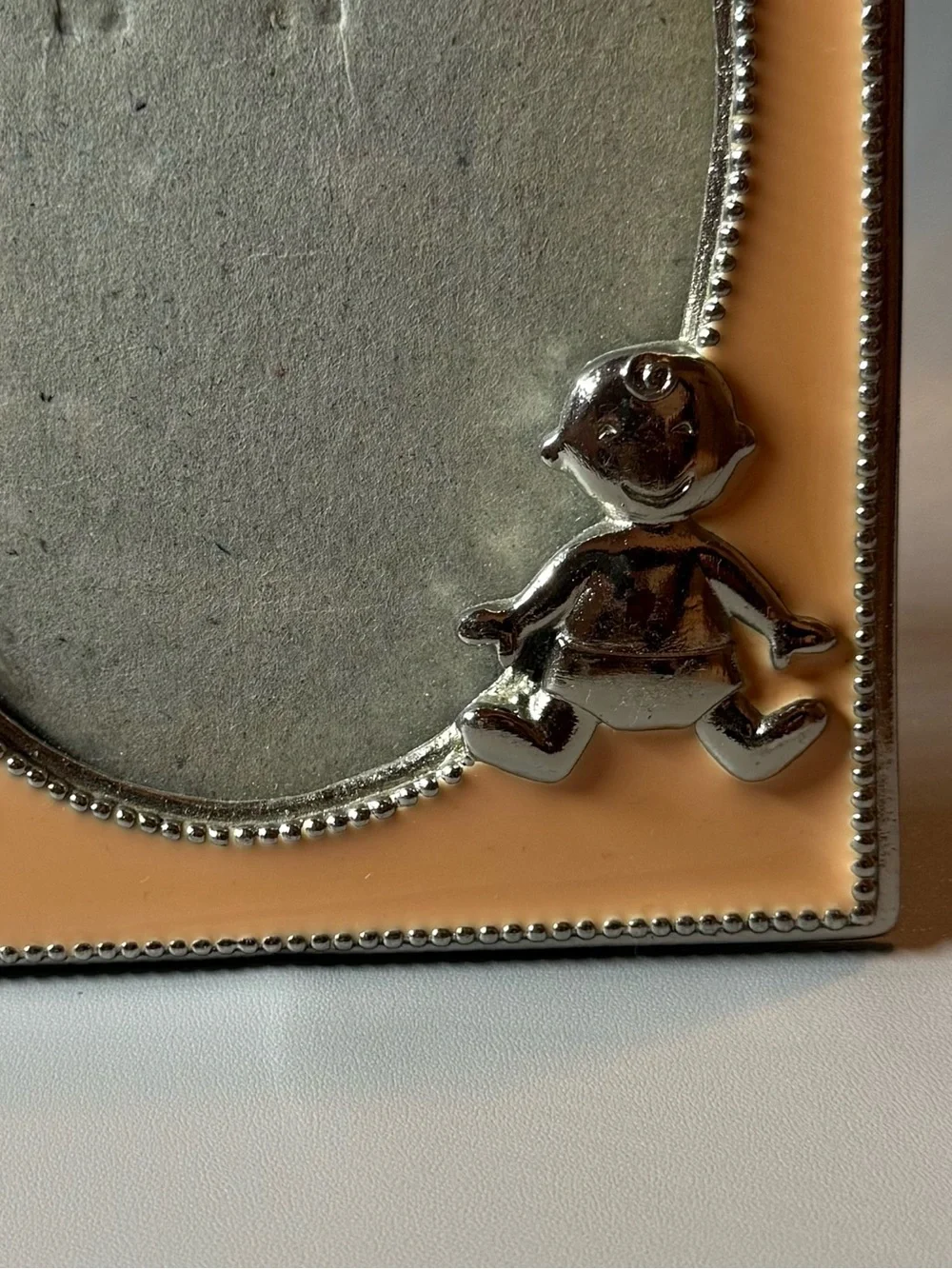 Silver Baby/Teddy Bear Picture Frame | 4x6 | Nursery Decor | EUC